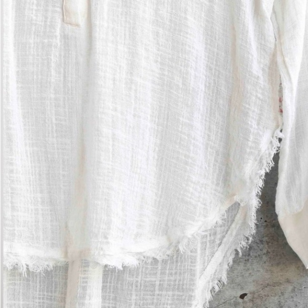 Free People Oversized Talk To Me  White Gauze Shirt - Picture 6 of 6